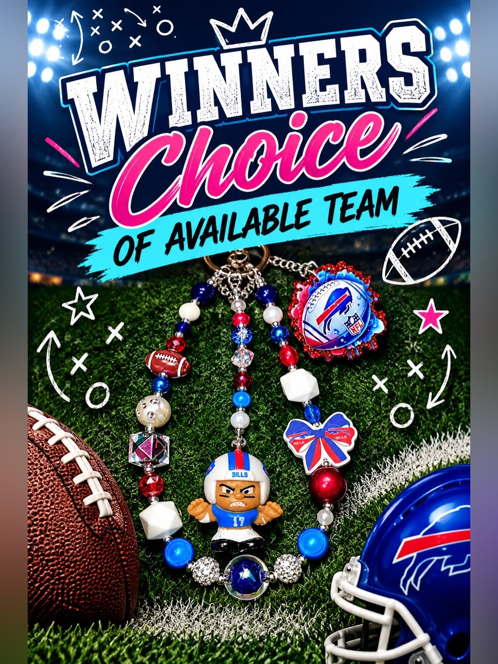 WINNERS CHOICE of TEAM: HandcraftedBeaded Statement Layered Bag Charm Keychain